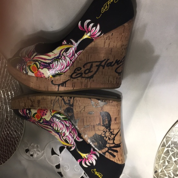 Ed hardy wedged geisha heels size 8 - Picture 6 of 6